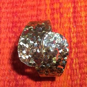 Authentic Vintage 60s Gold Glitter Cuff Bracelet